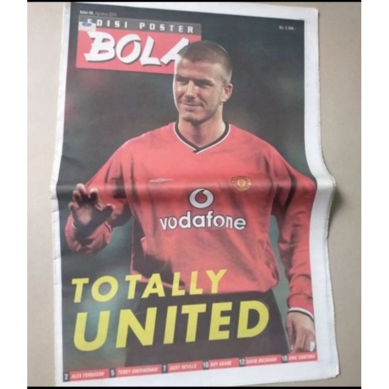 Tabloid BOLA Edisi Poster Agustus 2000 - Cover Beckham - Totally MU Manchester United