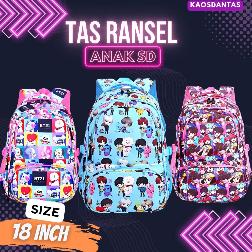 Tas Ransel anak sekolah SD gambar Kartun BTS