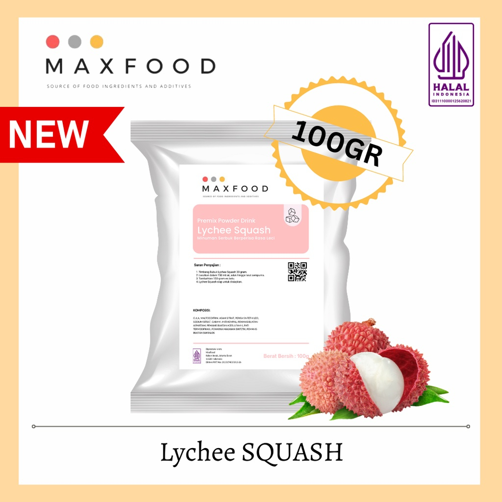 

MAXFOOD - Lychee Squash / Bubuk Minuman Squash Rasa Leci 100 Gr
