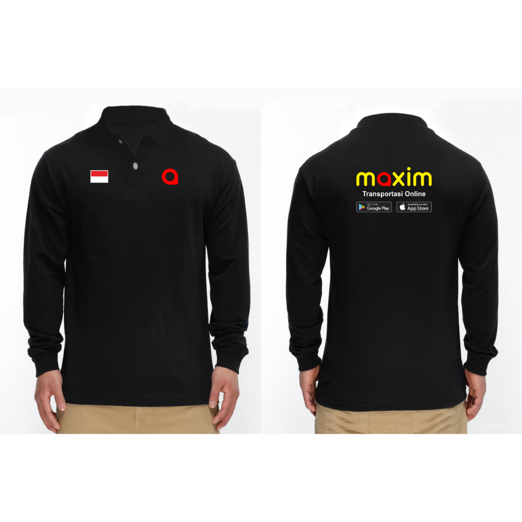T-SHIRT KAOS MAXIM TRANSPORTASI ONLINE LENGAN PANJANG BERKERAH
