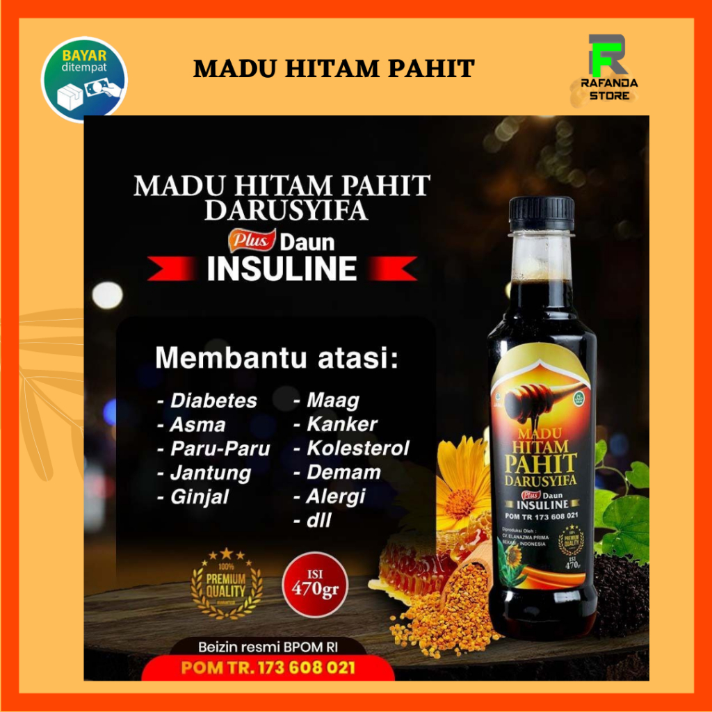 

Madu Hitam Pahit Darusyifa Insulin plus Propolis | Madu Pahit Diabet Darusyifa setara Ratu lebah