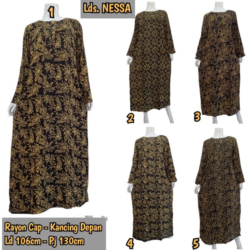 Daster Lengan Panjang, Longdress Gamis Batik Cap, Abaya Muslim