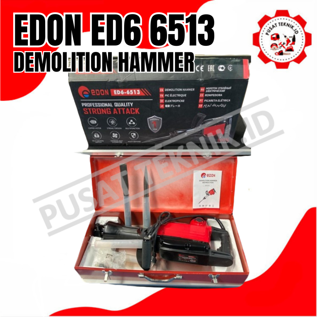 EDON ED6 6513 JACK HAMMER MESIN BOBOK BETON DEMOLITION HAMMER EDON ED66513