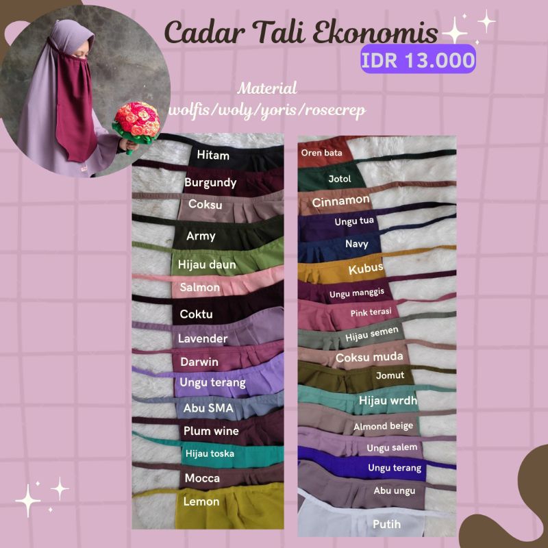 Cadar Tali Ekonomis / Cadar tali Niqab tali