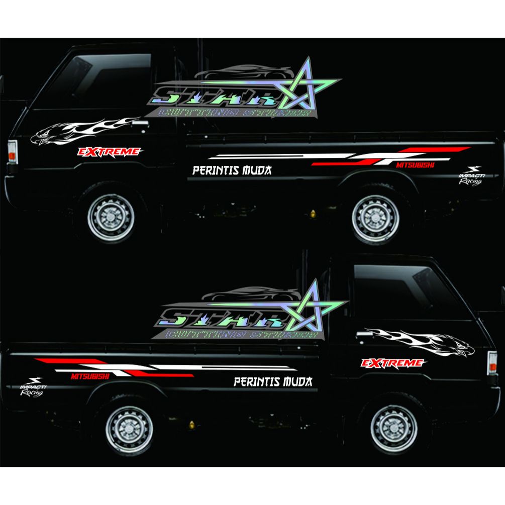 Cutting Stiker Mobil Pickup L300 Stiker Striping JET PICKUP L300 Stiker Mobil Pickup Mitsubishi L300