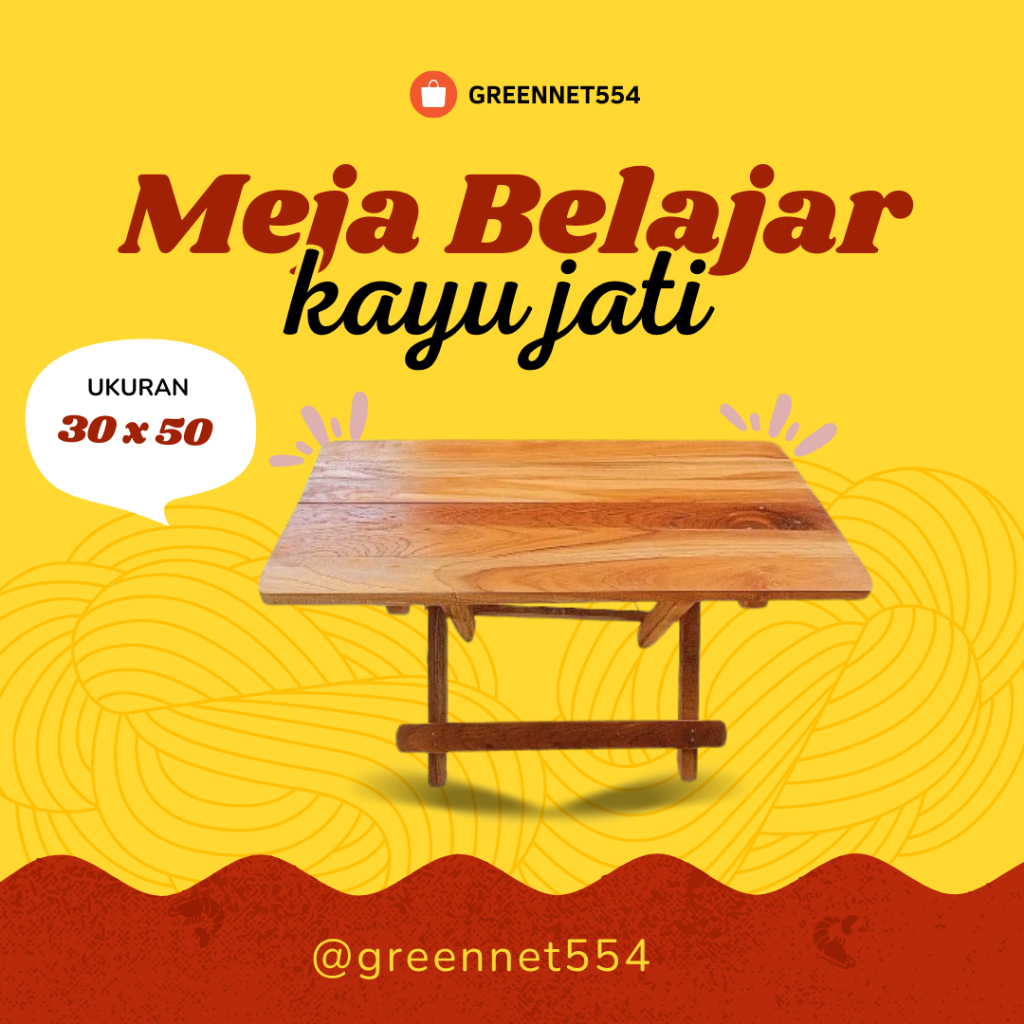 Meja Belajar / Meja Lipat Kayu Jati Besar 30 x 50
