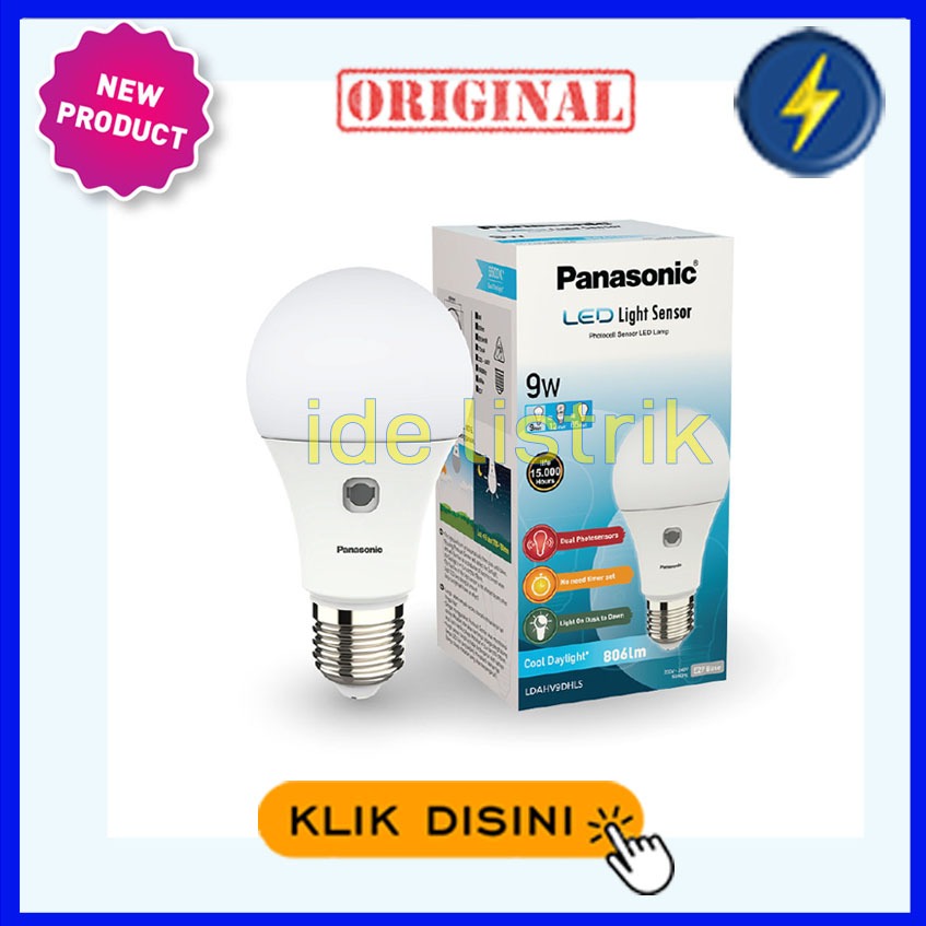 LED Sensor Light BULB Panasonic tipe sensor cahahaya/Photocell otomatis nyala dan padam