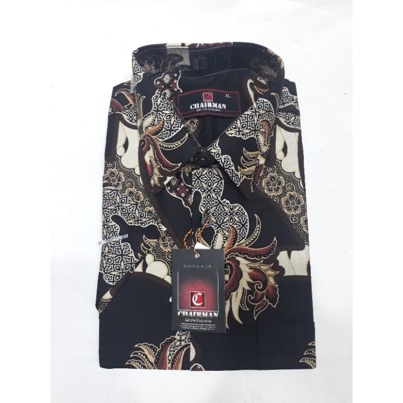 kemeja lengan pendek motif batik Chairman