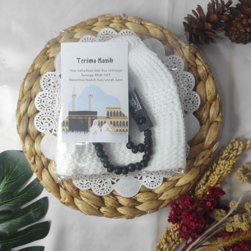 Peci tasbih oleh oleh haji dan umroh / peci souvenir haji dan umroh / souvenir haji dan umroh