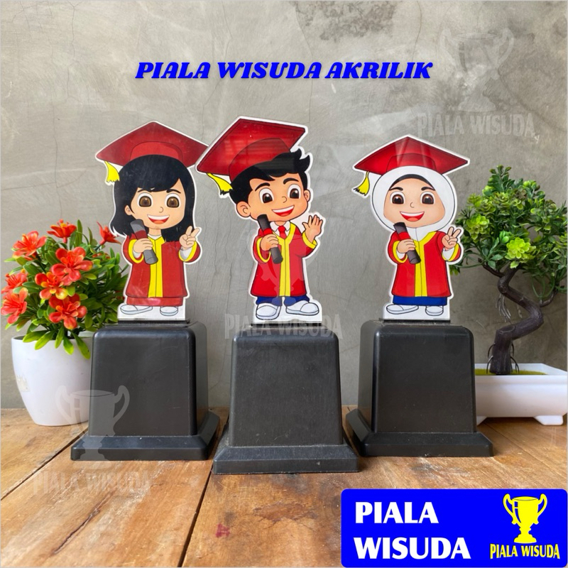 piala wisuda ( HIJAB MERAH ) termurah piala wisuda hijab, piala kelulusan, piala TK wisuda , kartun 
