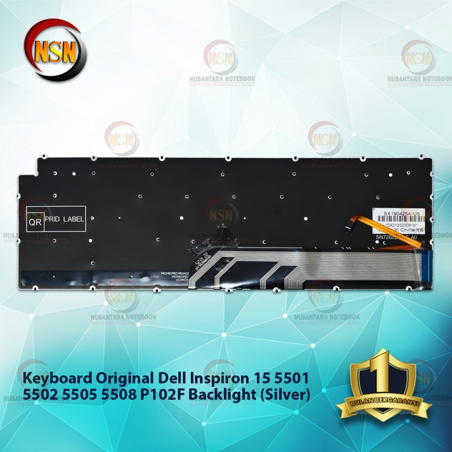 Keyboard Inspiron 15 5501 5502 5505 5508 P102F P12F001 Silver BL