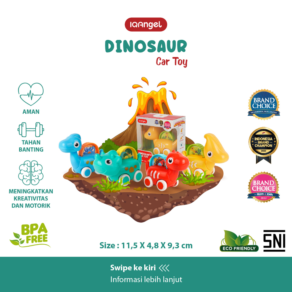 Mainan Edukasi - IQ Angel Dinosaur Car Toys IQ8007 - Mainan Mobil Dino - Mainan Anak