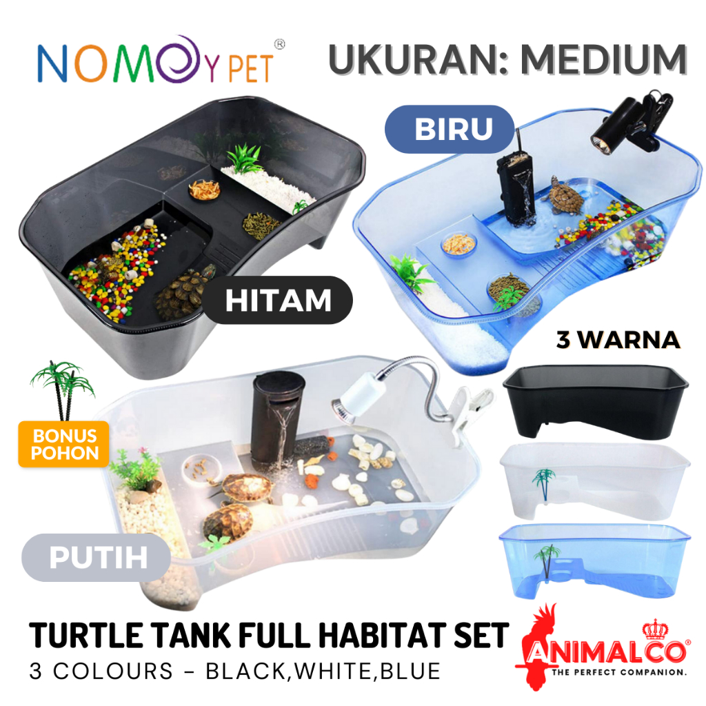 TANK TURTLE M AQUARIUM EMBER KANDANG VIVARIUM AKUARIUM FILTER RUMAH BAK TEMPAT BASKING KURA KURA AIR