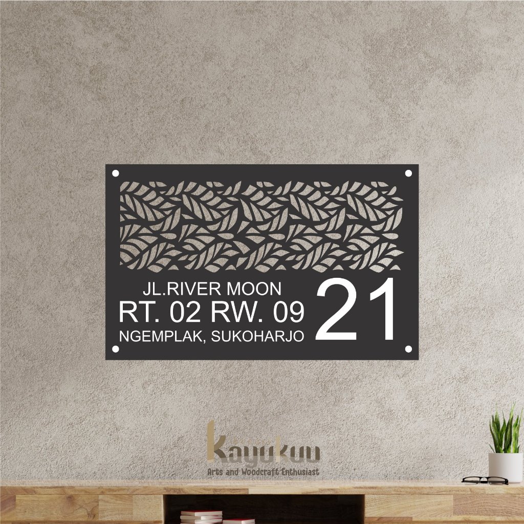 Kreasikayukuu Plakat Nomor Rumah Bahan Akrilik Papan Alamat Rumah Tinggal Tempel