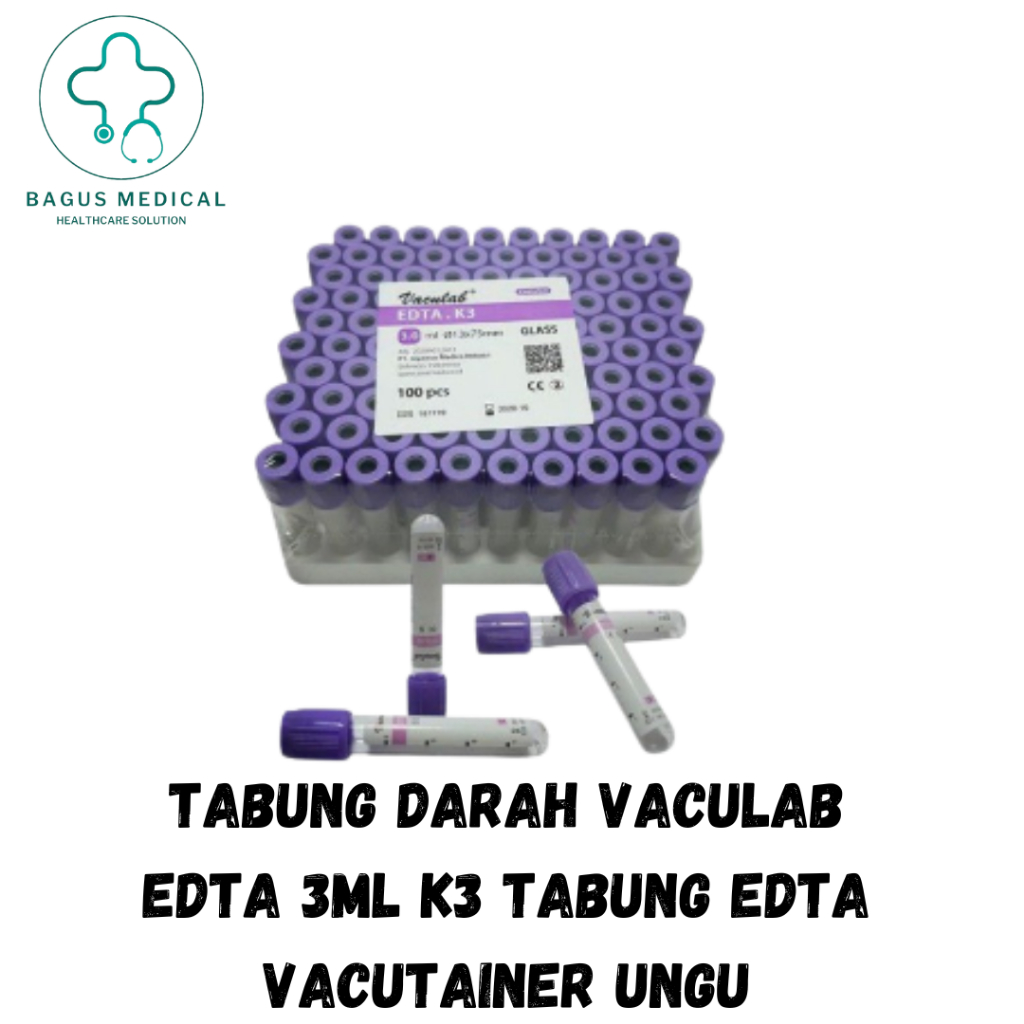 Tabung Darah Vaculab EDTA 3ML K3 Tabung EDTA Vacutainer UNGU