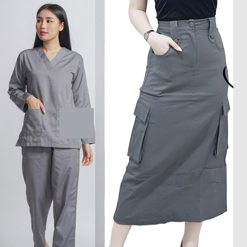 Baju Oka Rok Cargo Lengan Panjang