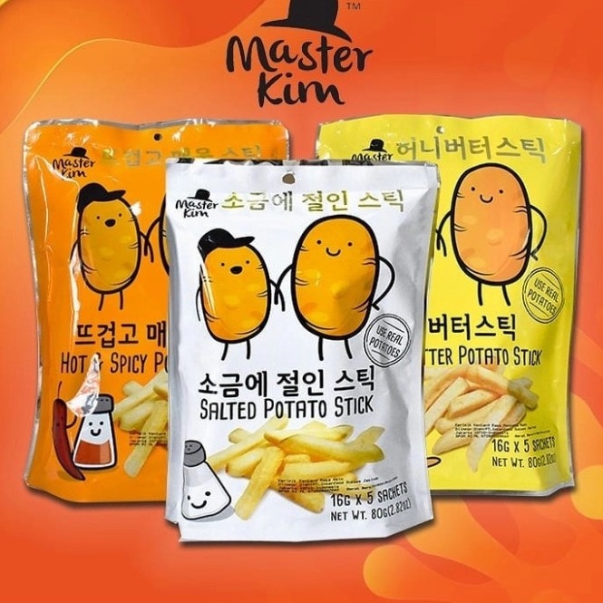 

BEST SELLER Master Kim potato snack Salted Spicy Honey butter potato chips french fries 8grm