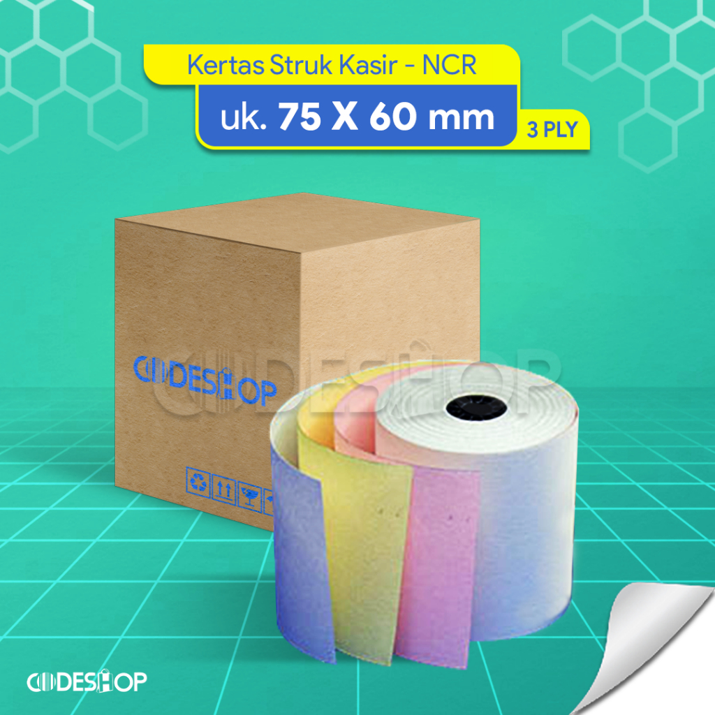 

Codeshop Kertas Struk Kasir NCR 75mm x 60 mm 3 Ply 100 Roll