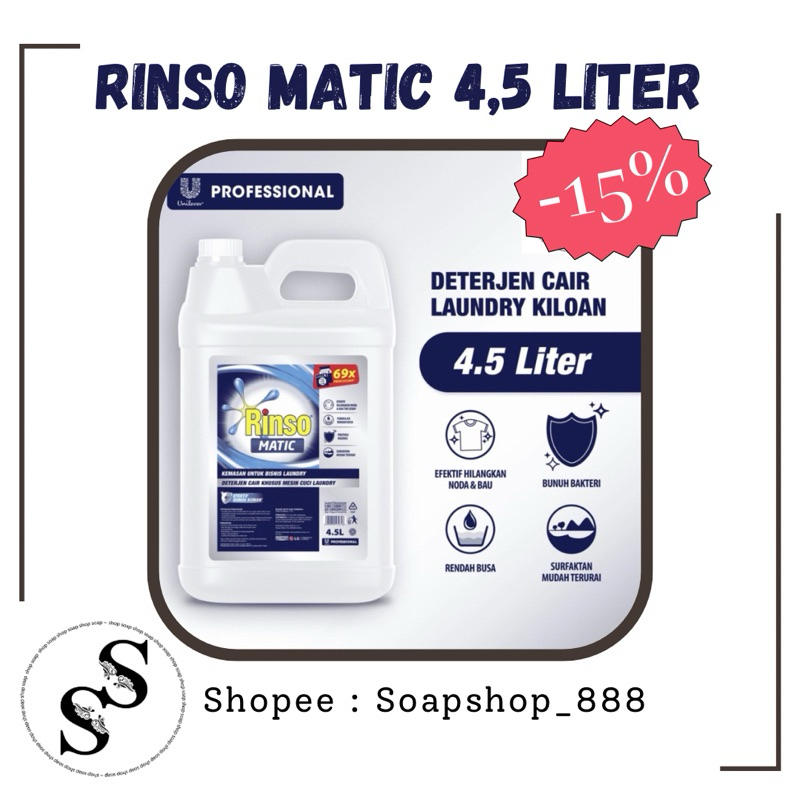 RINSO MATIC PROFESSIONAL LIQUID 4,5L 100% ORIGINAL (BUKAN REPACK)