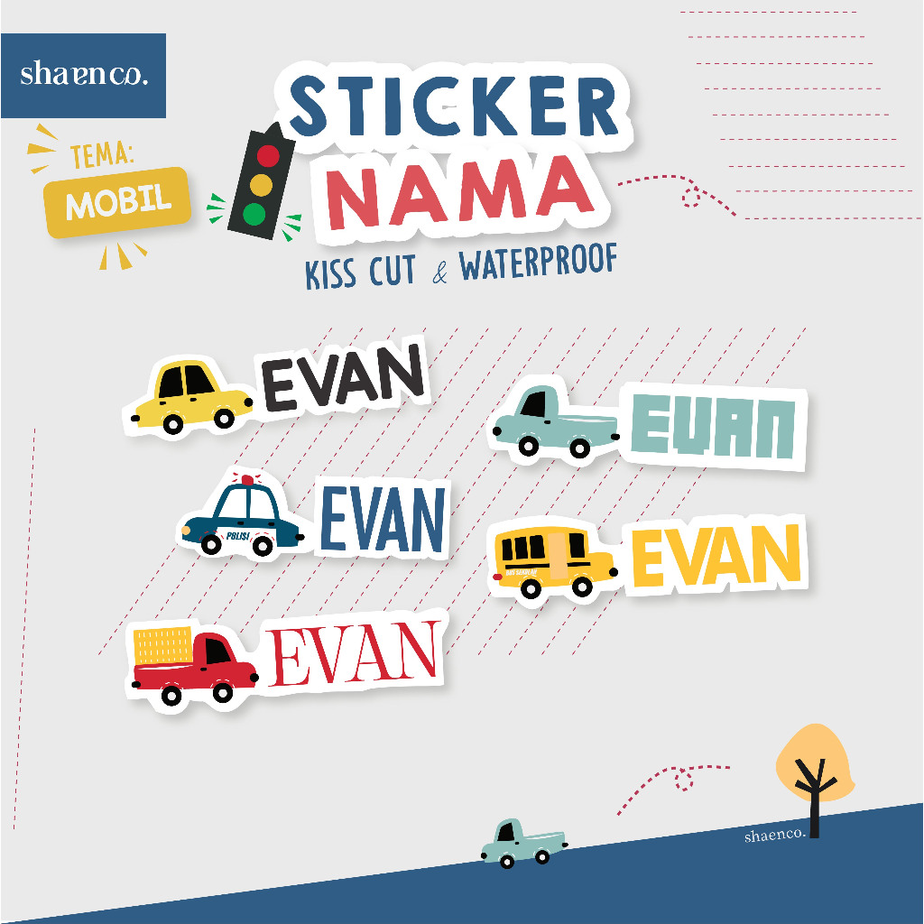 

STIKER LABEL NAMA ANAK COWO BOYS MOBIL WATERPROOF MURAH CUSTOM