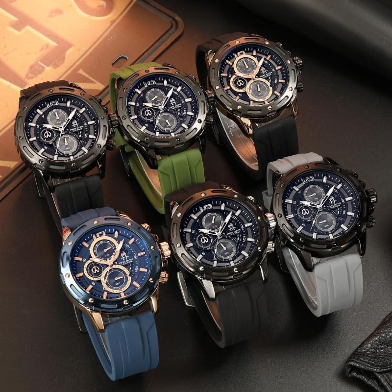 BIG PROMO  JAM TANGAN PRIA EVANS JAYDEN 9494 AD STRAP KARET PREMIUM TANGGAL CRONO AKTIF