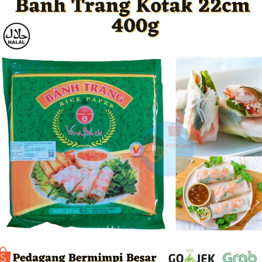 

DISKON Banh Trang Rice Paper 4gr 22cm KOTAK Kulit Lumpia Vietnam Kotak Rice Paper Kotak Banh trang kotak 22cm