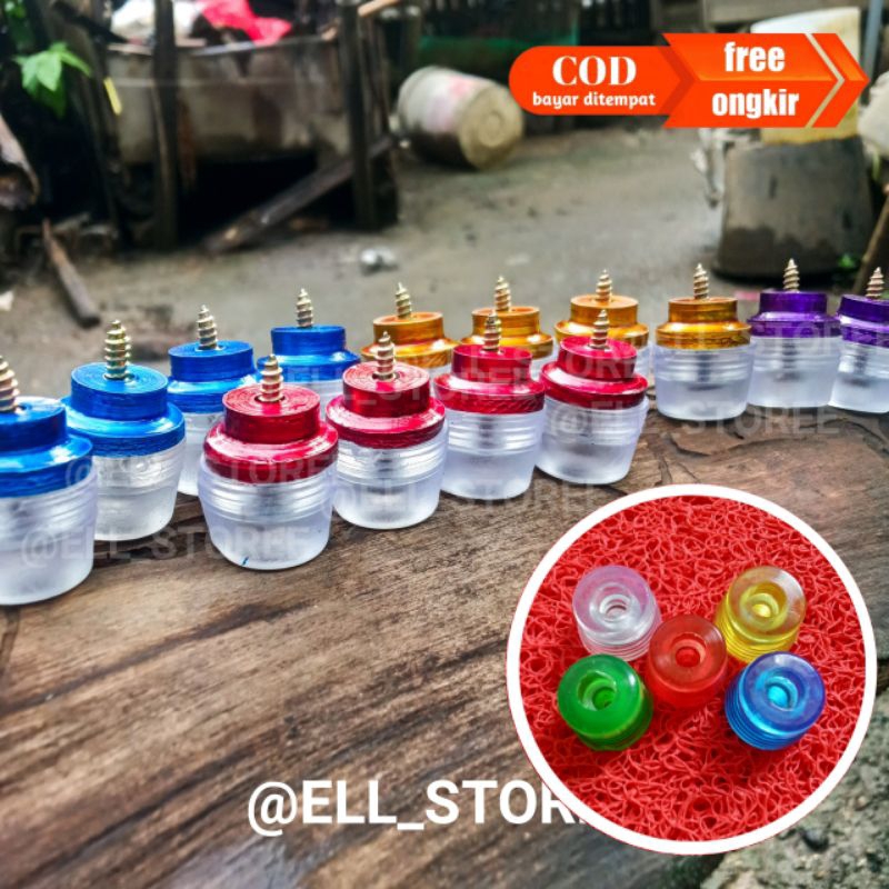 Nycyta Home Kaki Karet Sangkar Kandang Kotak Kosan Murai Lovebird Burung Isi 4 Biji Topi Metal