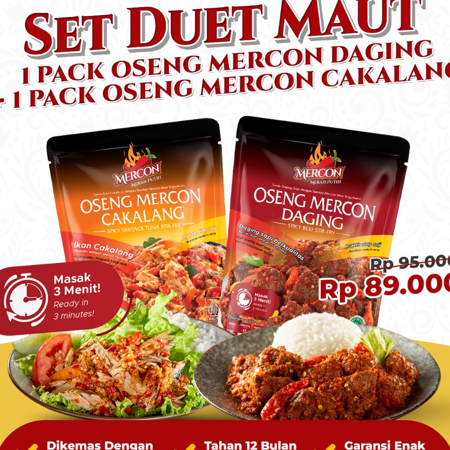 

Mercon Merah Putih Set Duet Maut Oseng Mercon Daging Cakalang