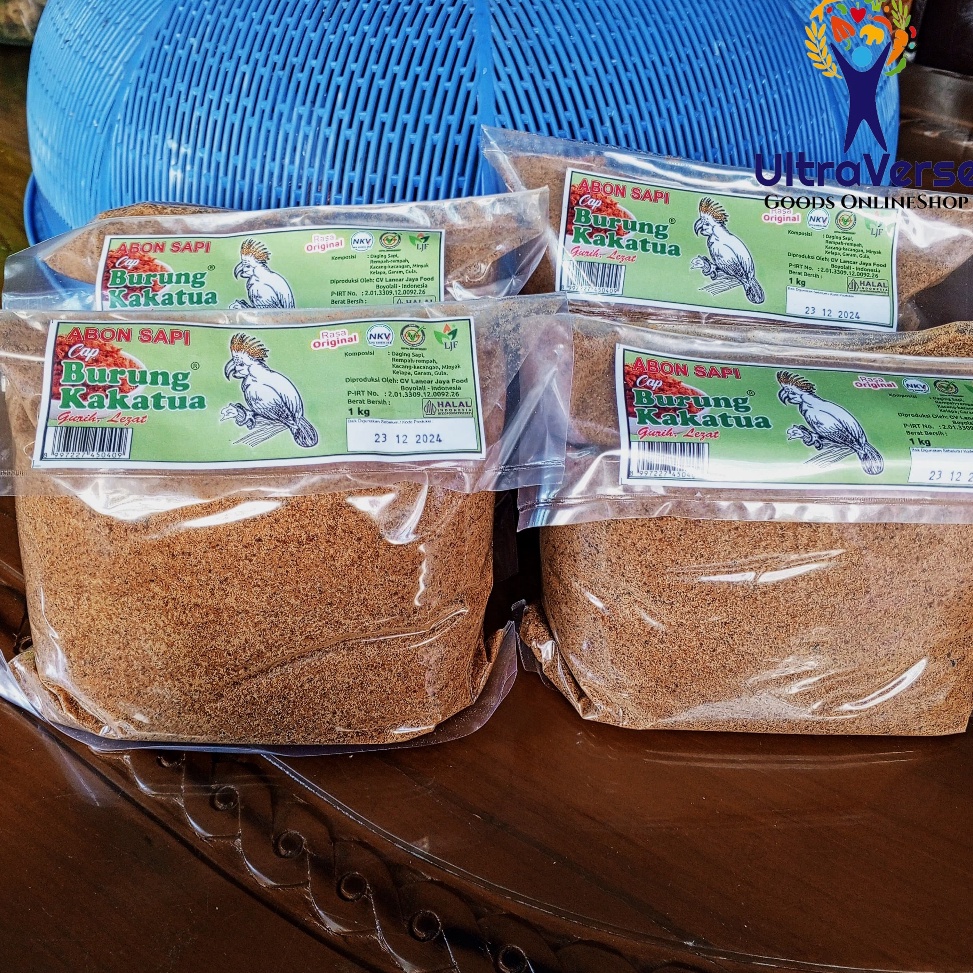 

TERBARU Abon Sapi Cap Kakatua Boyolali 1kg Cap Burung Kakatua Label Hijau Granul Halus Halal Murah