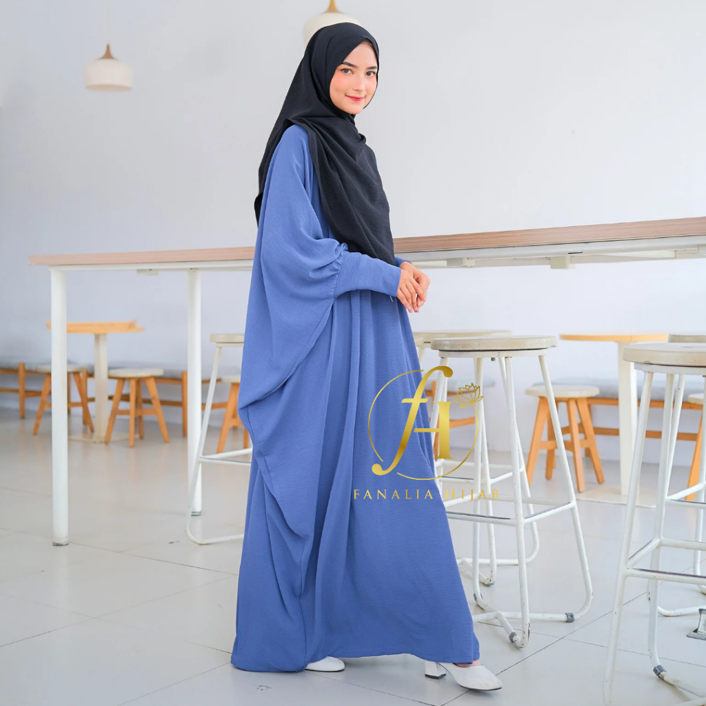 Gamis Abaya Batwing Crinkle Air Flow Busui - Abaya Crinkle Air Flow - Abaya Polos - Abaya Kaftan Bat