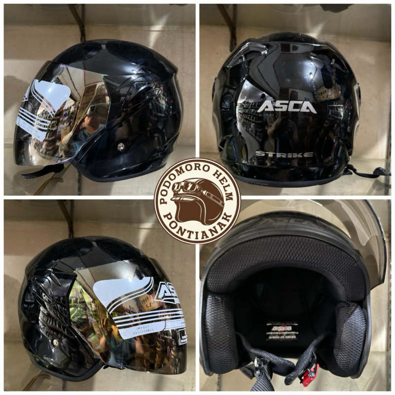 HELM ASCA STRIKE DEWASA BLACK SOLID