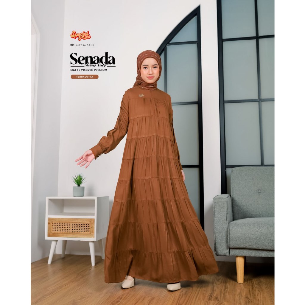 SENADA DRESS KIDS GAMIS SUSUN POLOS VISCOSE PREMIUM - Alfasa Daily