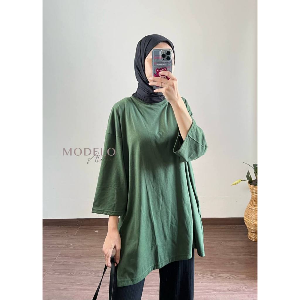 Oversized Blouse Hijab - Kaos Oversize Polos Hijab / Kaos Panjang Wanita / Kaos Jumbo / Modelo / Ata