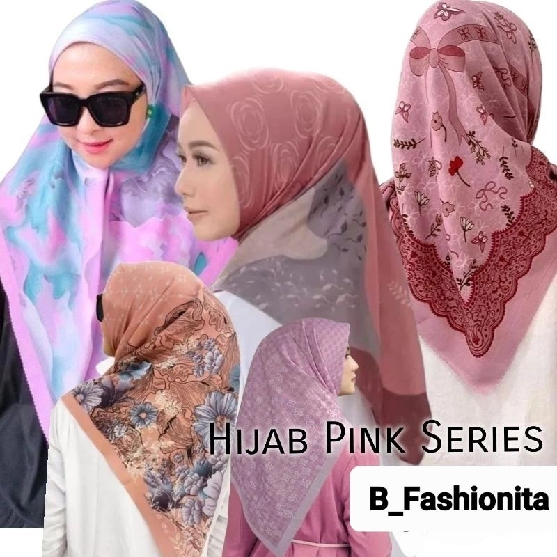 Hijab Segiempat Motif  Warna Seri Pink/Fanta/Dusty/Soft Pink