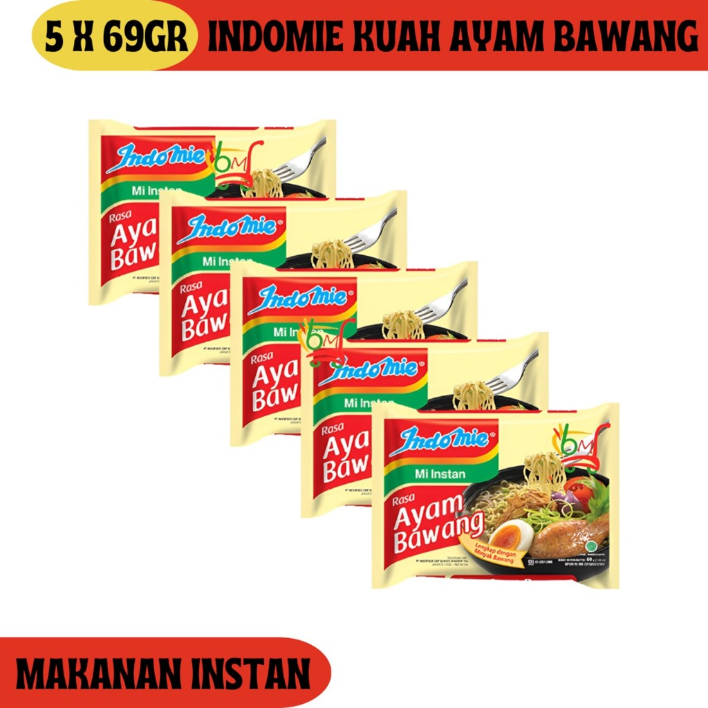 

5PCS Indomie Mie Instan Kuah Rasa Ayam Bawang