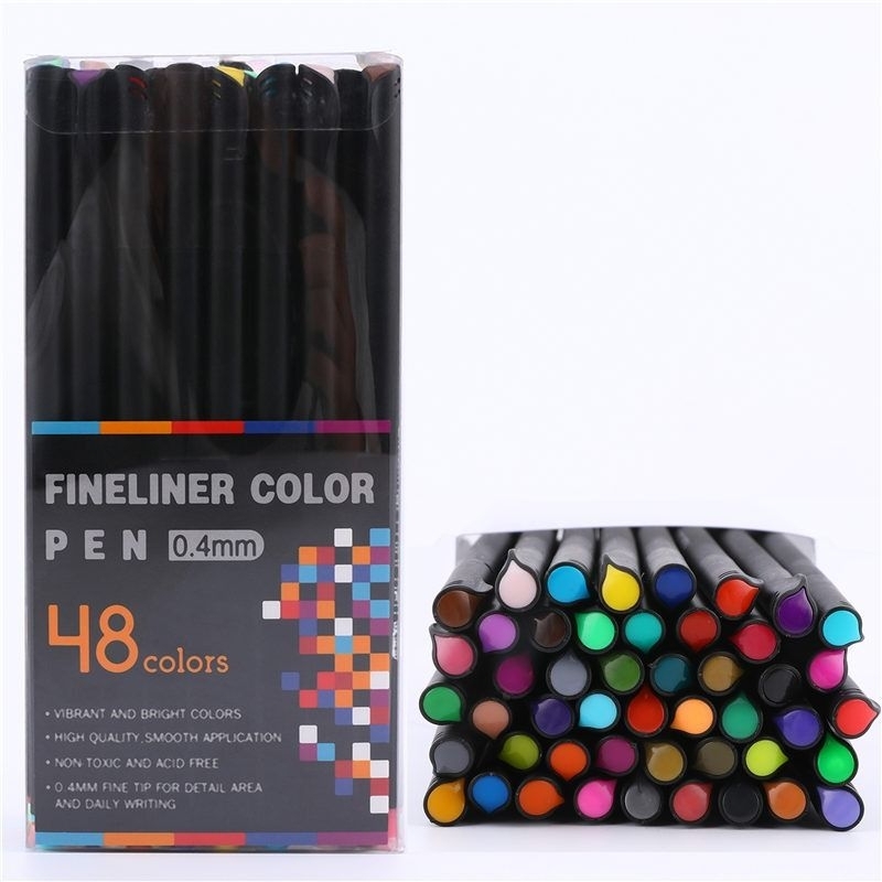 

Tlevino Pena Warna Drawing Pen Fine Point Art Watercolor 0.4mm 48 Color - TV4 - Multi-Color