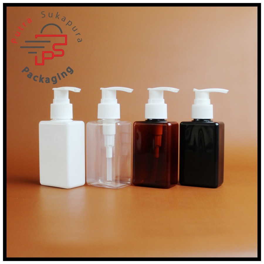 botol pump 100ml kotak/botol lotion pump 100ml/pump putih neck 24
