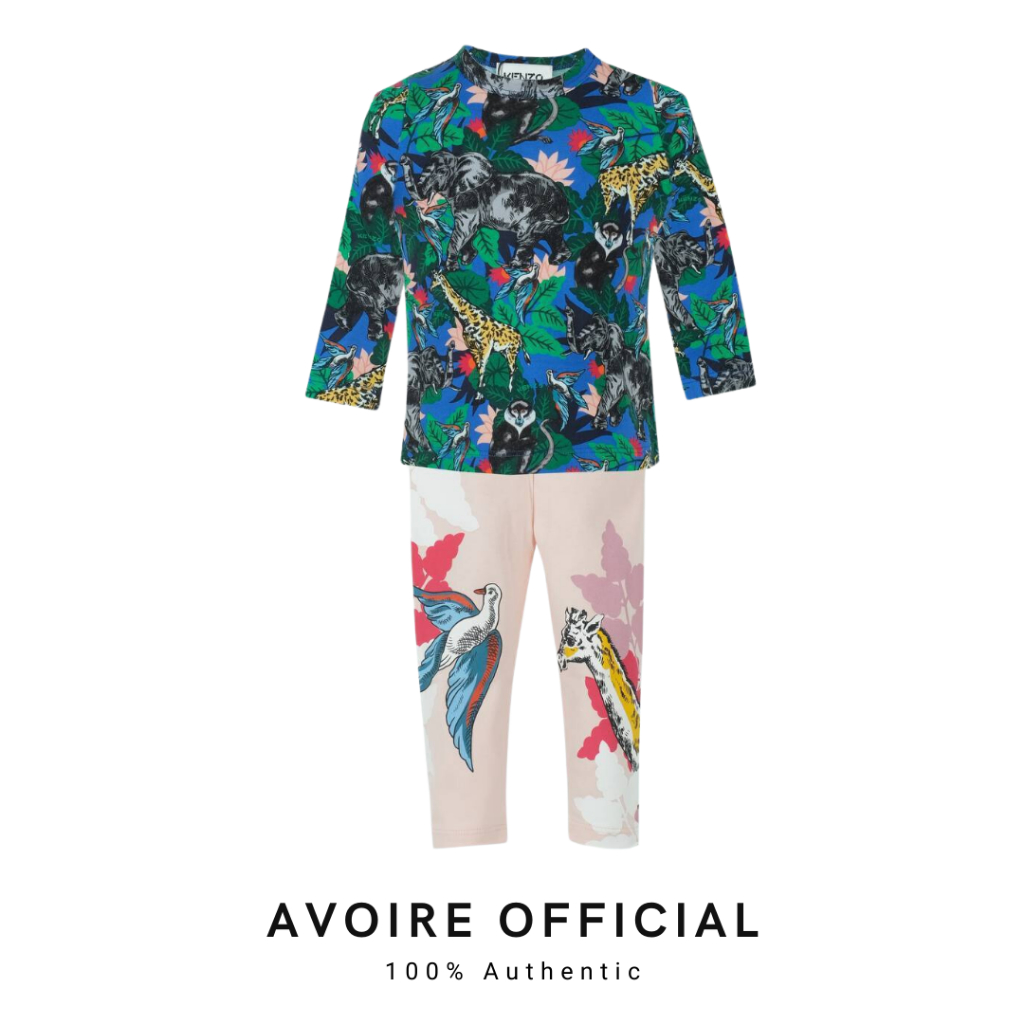 1 Set Tshirt Long Green And Pants Pink Jungle