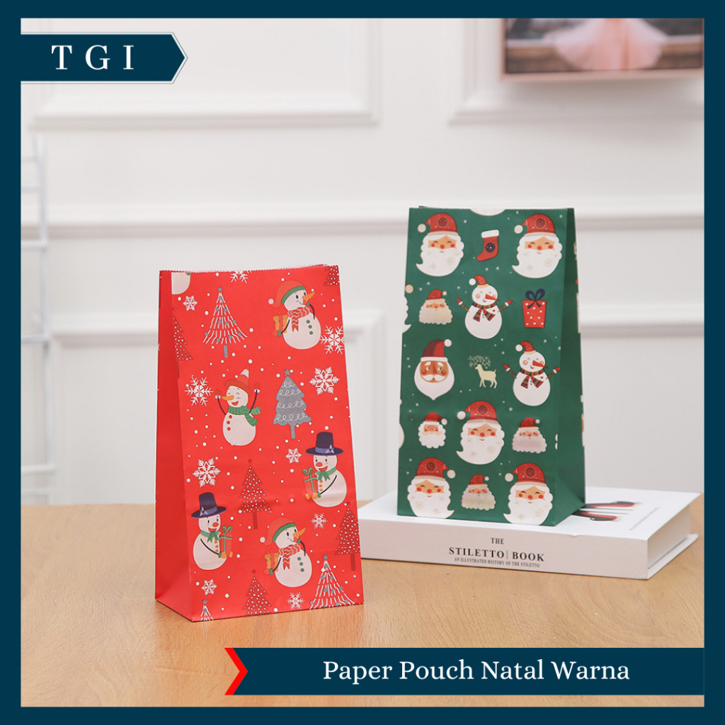 

TGI - PAPER BAG CHRISTMAS GIFT PAPER POUCH HAMPERS HADIAH MOTIF NATAL POUCH KERTAS WARNA WARNI HARI RAYA NATAL