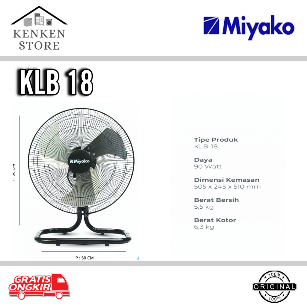 KIPAS ANGIN DUDUK MIYAKO KLB18 (BESI) 18"