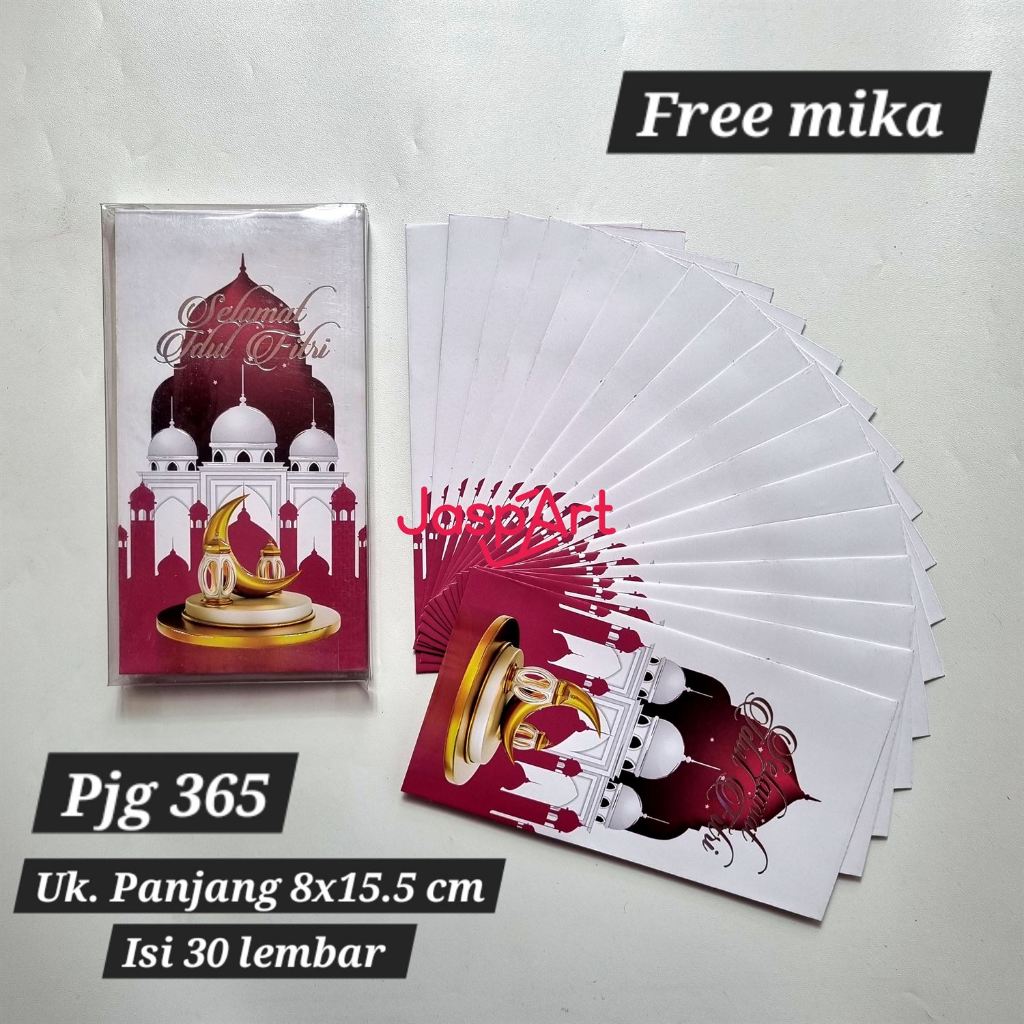 

ANGPAO AMPLOP LEBARAN IDUL FITRI PANJANG KEMASAN MIKA ISI 30 PREMIUM EMBOSS SILVER