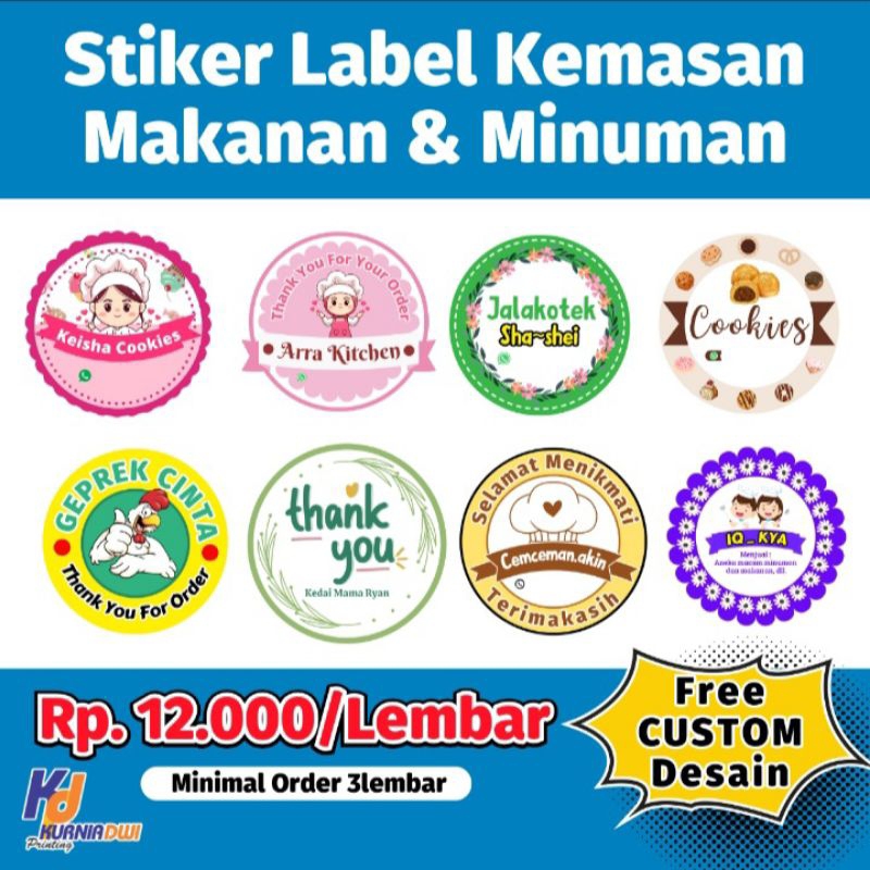 

CETAK STIKER LABEL KEMASAN MAKANAN MINUMAN FREE DESAIN MURAH