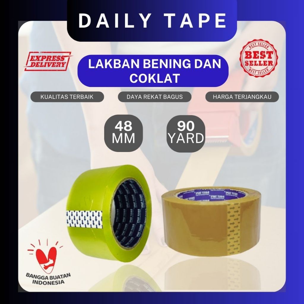 

Lakban Bening & Coklat 48mm x 90 Yard 48 Micron | Daily Tape