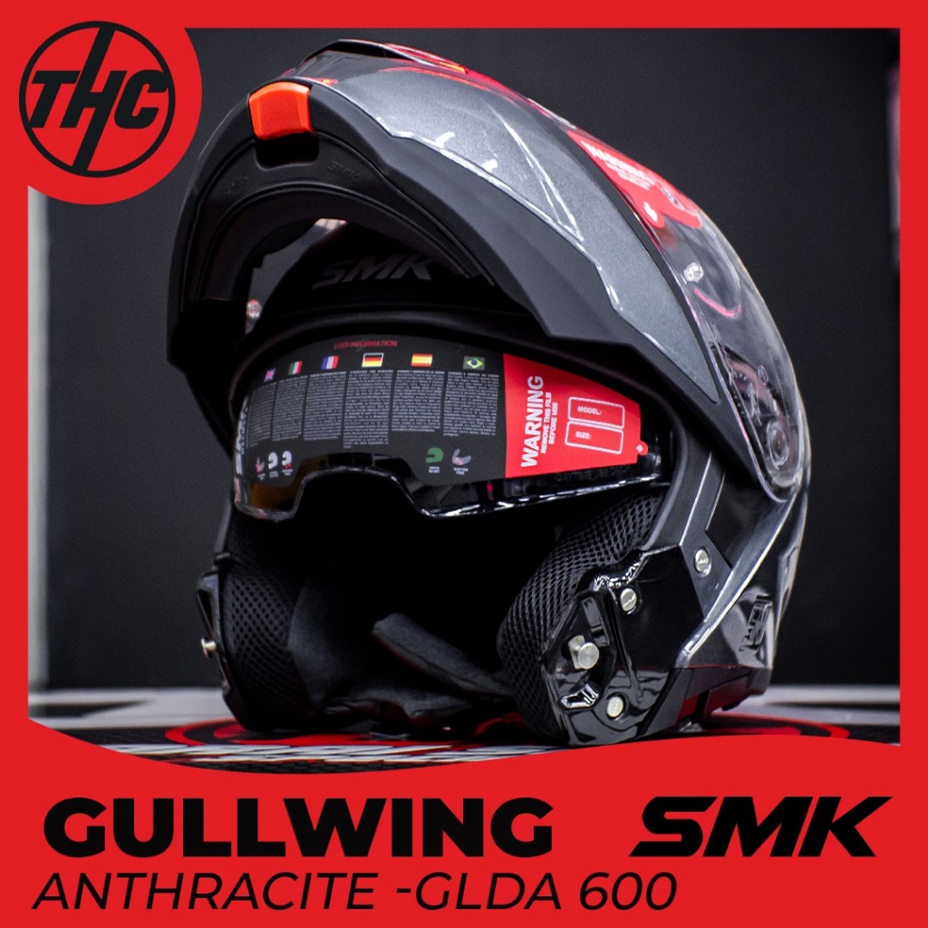 HELM SMK GULLWING ANTHRACITE GLOSSY FLIP UP HELMET SMK