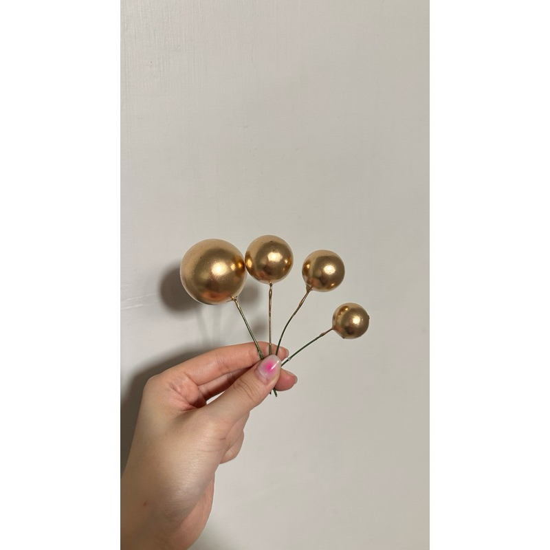 

cake topper bola emas set/tusukan bola emas