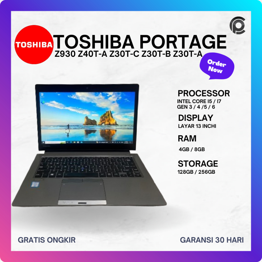 Toshiba Portage Z30T-C Z30T-B Z30T-A Z930 Z40T-A i5 i7 gen 4 gen 5 gen 6 Murah bekas Terawat Second 