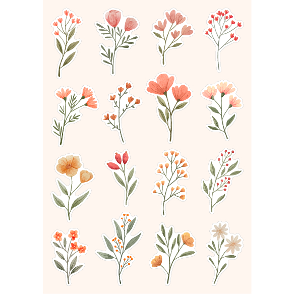 Sticker Bunga Sticker Flower Sticker Sheet Sticker HP Sticker Aesthetic