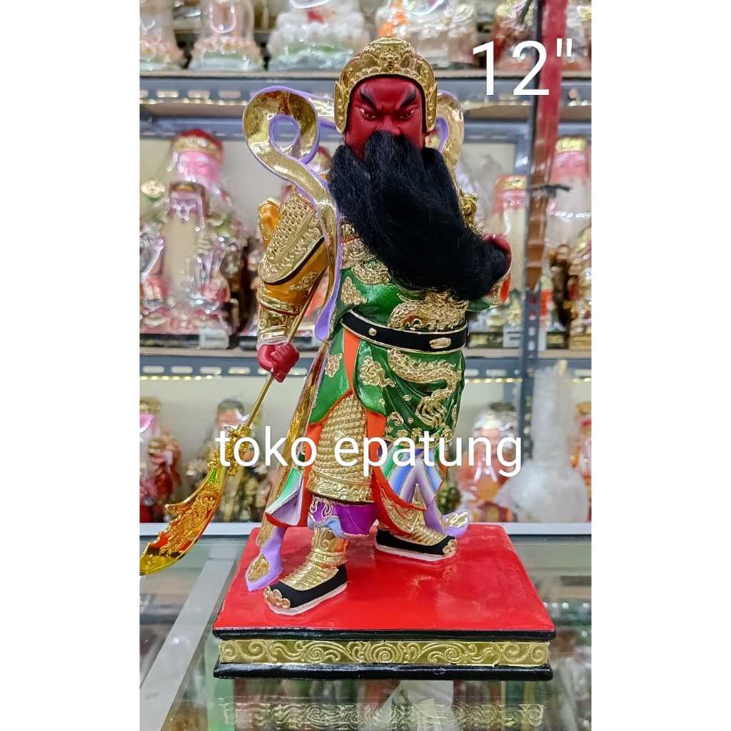 patung rupang kwan kung kwan kong guan yu kayu 12 inch