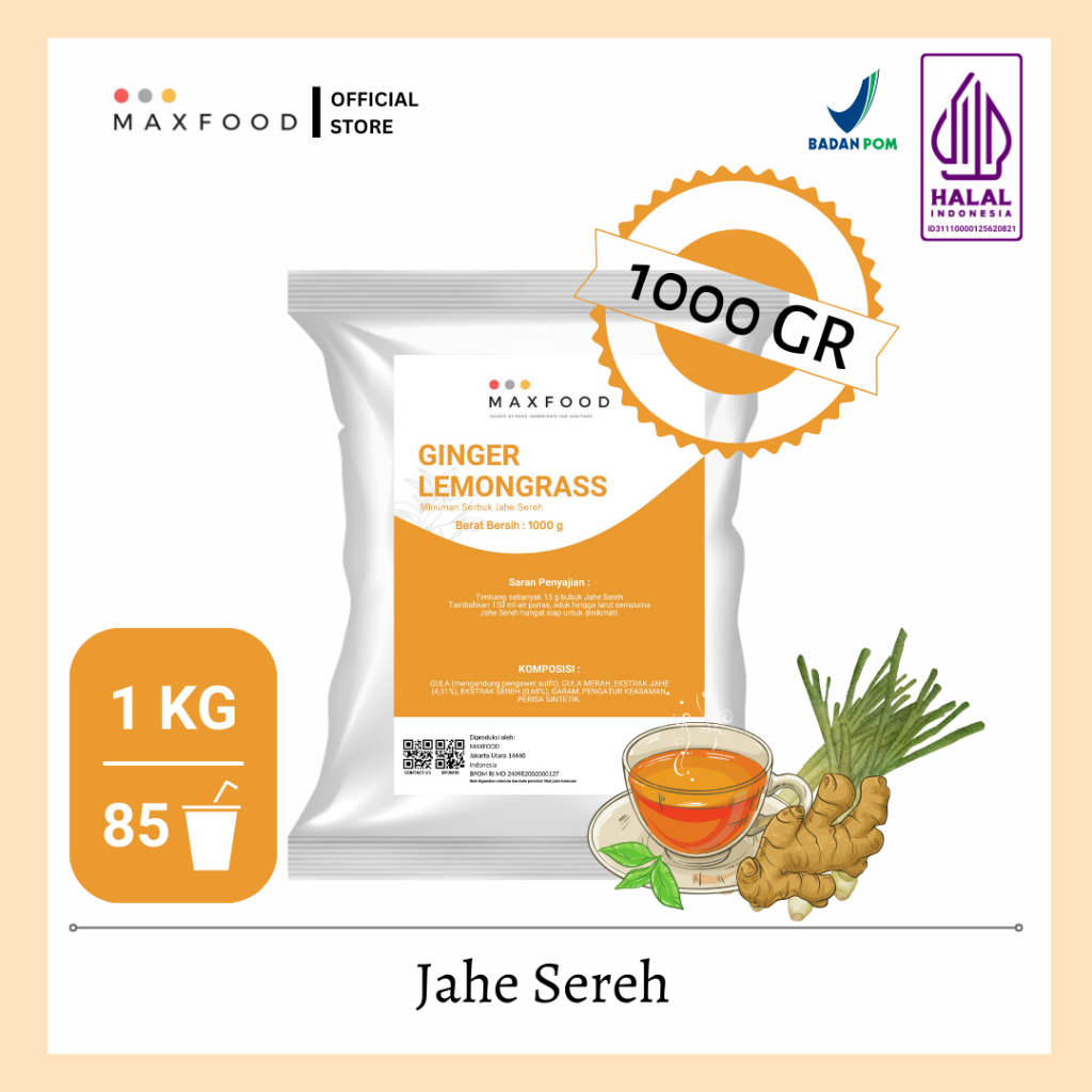 

MAXFOOD - GINGER LEMONGRASS MAX FOOD / BUBUK MINUMAN RASA JAHE SEREH 1KG