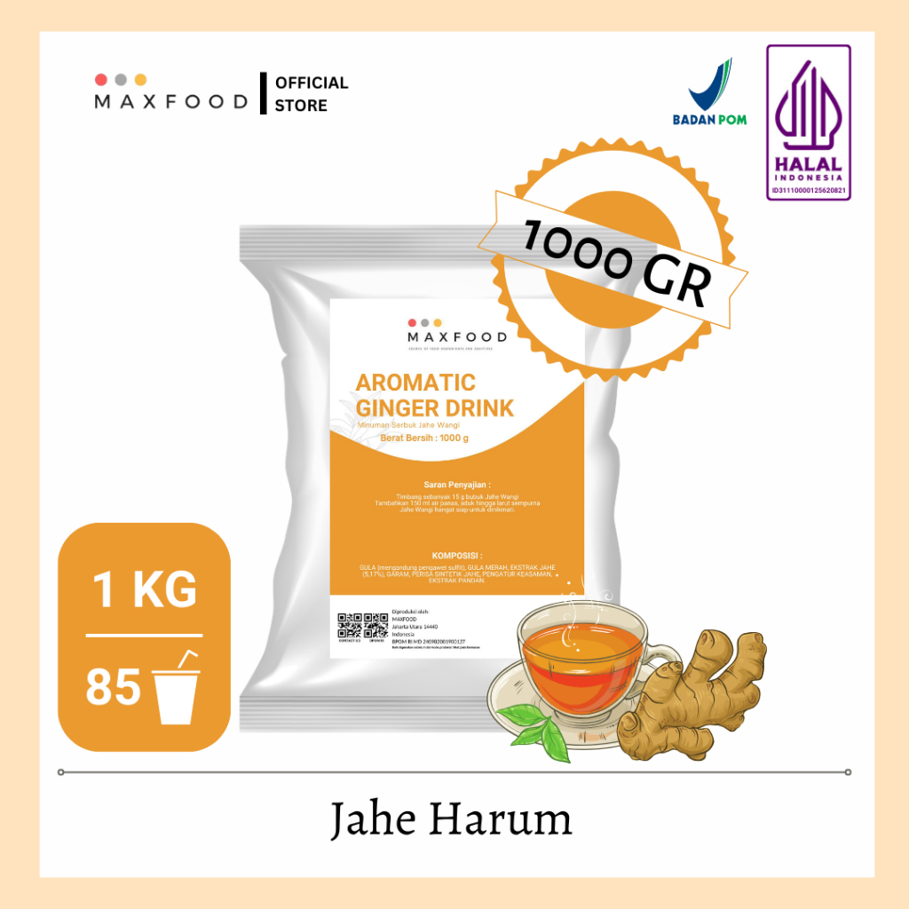 

MAXFOOD - AROMATIC GINGER DRINK MAX FOOD / BUBUK MINUMAN RASA JAHE HARUM 1KG